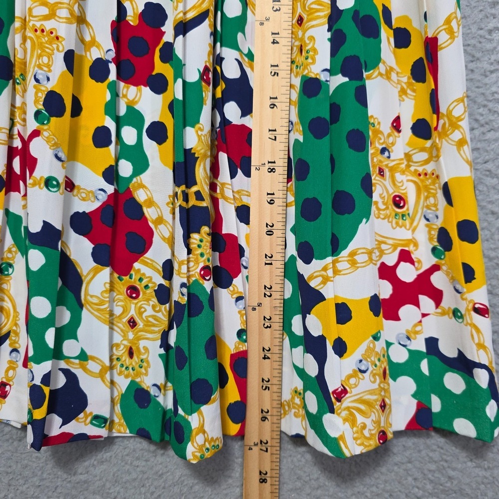 Andrea Gayle A-Line Skirt Womens 1X Colorful Geometric Pleated Front Pull On - Picture 3 of 5